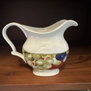 Vintage Noble Napa Valley porcelain, ceramic Creamer. Fruits, Grapes, Pears